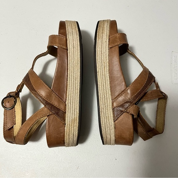 Olukai Hi’ona Leather Platform Sandals Wedges Shoes Brown Size 7 - Picture 5 of 9